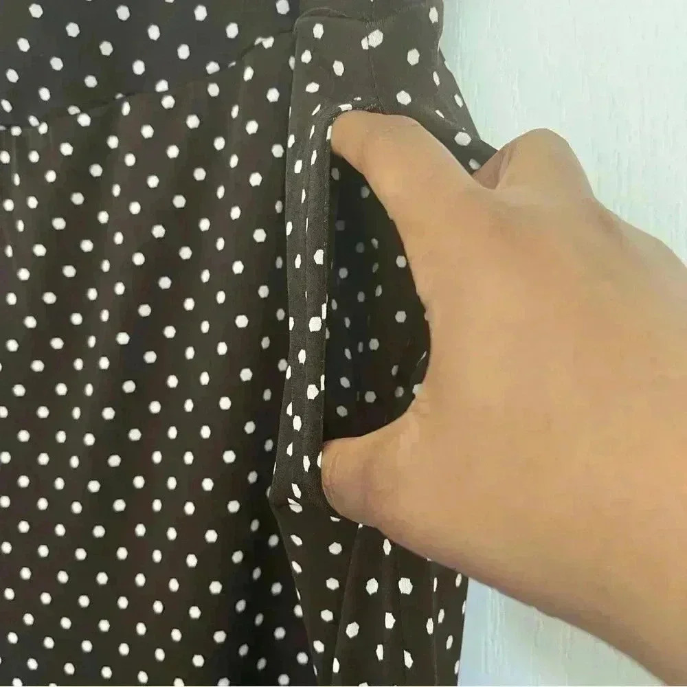 Susan Graver Full Elastic Waist Pants | Brown with White Polka Dots - Picture 6 of 6